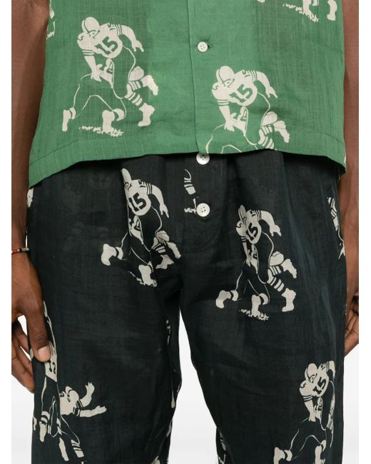 Bode Blue Football-Pattern Trousers for men