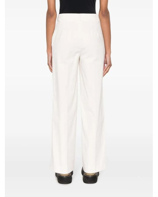 Lorena Antoniazzi White Corduroy High-Waist Wide-Leg Trousers