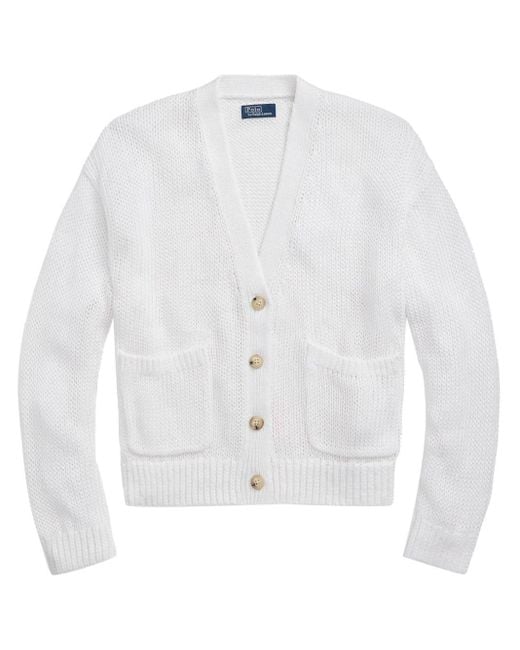 Polo Ralph Lauren White Open-knit Cardigan