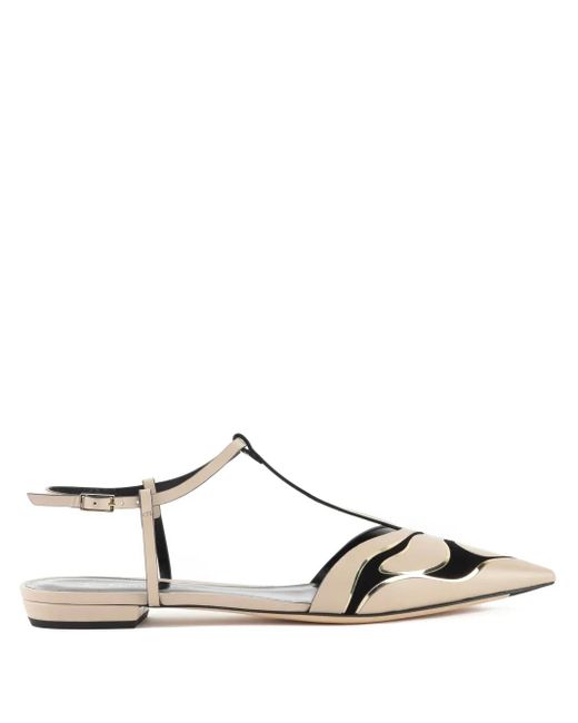 Giorgio Armani Metallic Leather Ballerina Shoes