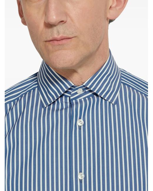 メンズ Zegna Centoventimila ストライプコットンシャツ Blue