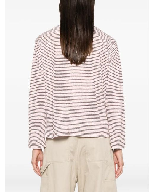 Wales Bonner Pink Striped Long-Sleeve Polo Top