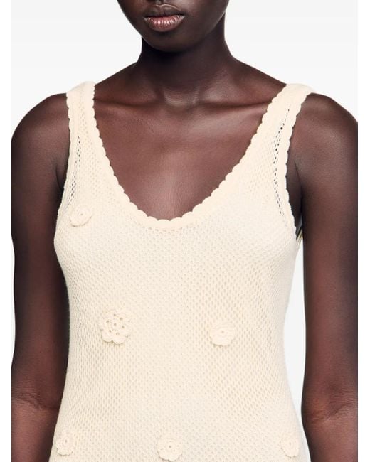 Robe En Maille À Coupe Longue Sandro en coloris White