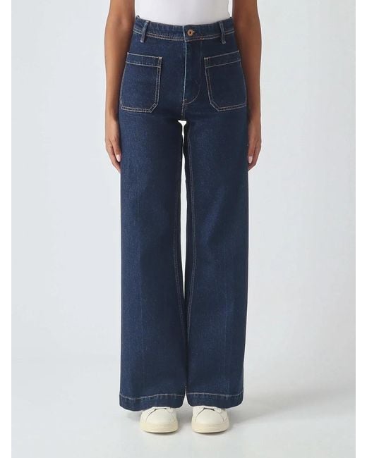 Polo Ralph Lauren Blue Patch-Pocket Wide-Leg Jeans