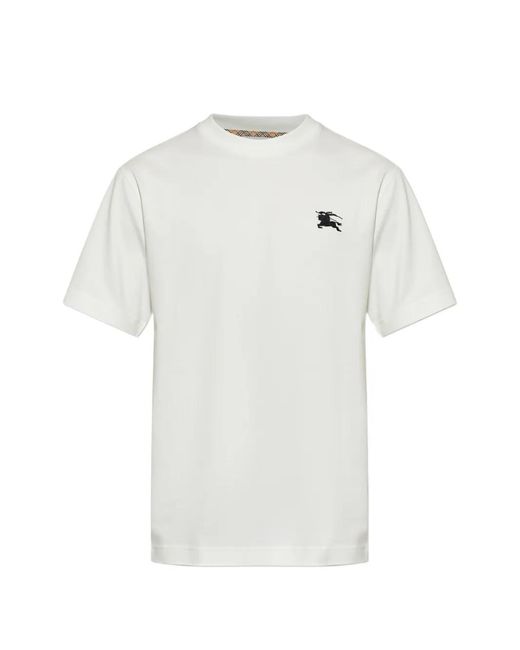 Burberry White Logo-Embroidered T-Shirt for men