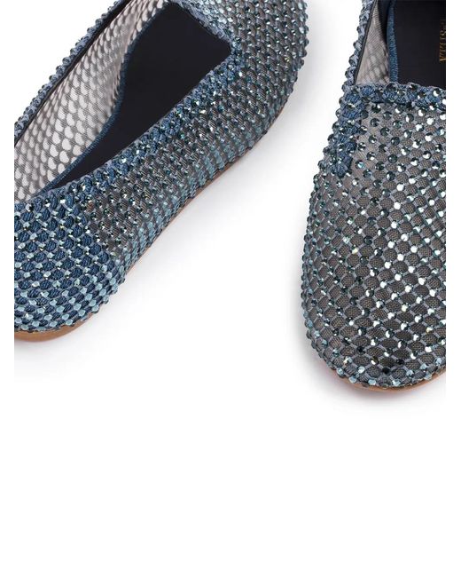 Le Silla Blue Gilda Crystal-Embellished Ballerina Shoes