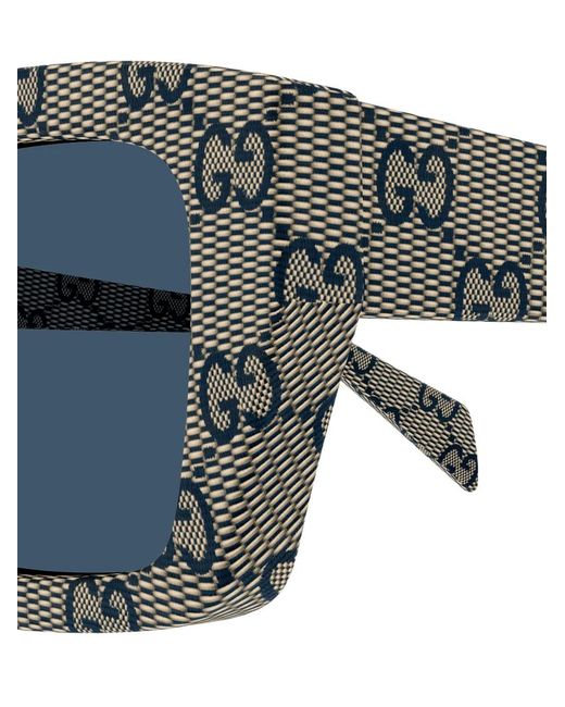 Gucci Blue Patterned Square-Frame Sunglasses for men