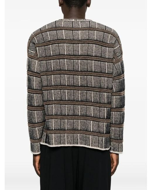 Giorgio Armani Natural Striped Jacquard-Knit Sweater for men
