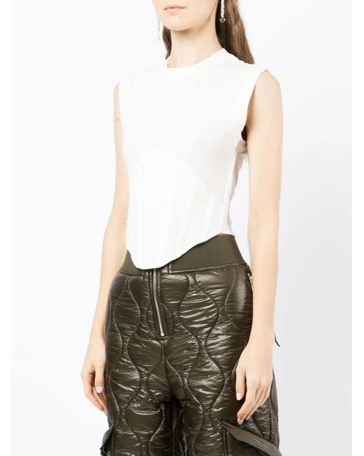 Dion Lee White Fine-Ribbed Corset Tank Top