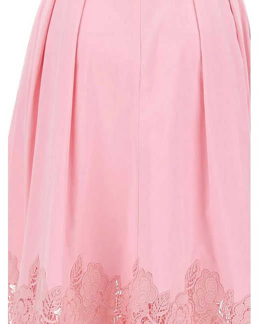 Rebecca Vallance Pink Montreux Lace-Inlay Midi Dress