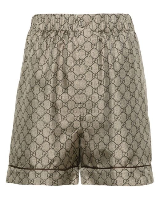 Gucci Satijnen GG Supreme Shorts Met Print in het Gray
