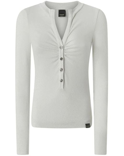 Pinko Gray Gathered Detailing Top