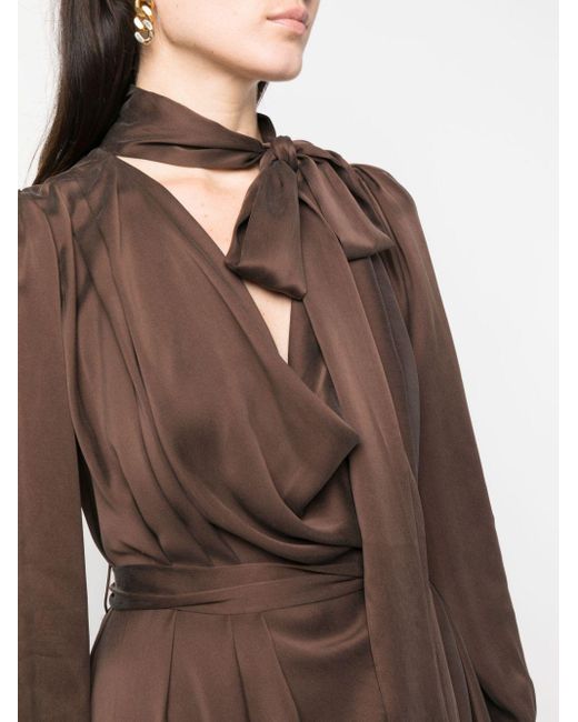 Zimmermann Brown Billow Pleat-detail Silk Midi Dress