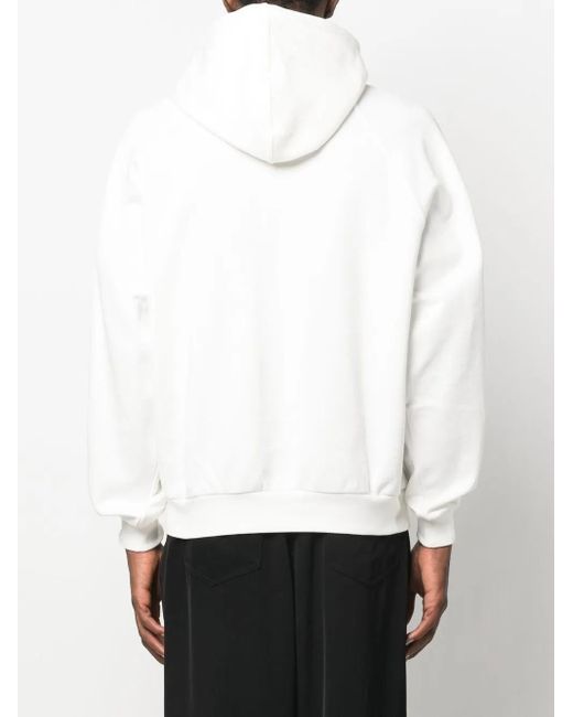 Sunnei White Logo-Embroidered Cotton Hoodie