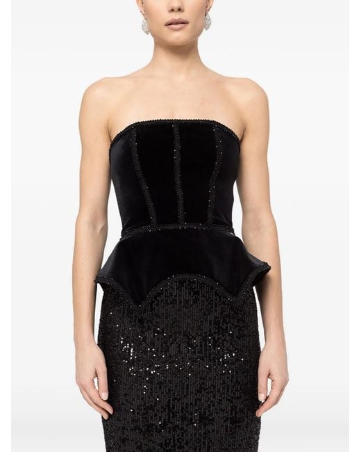 Nissa Black Embellished Corset Top