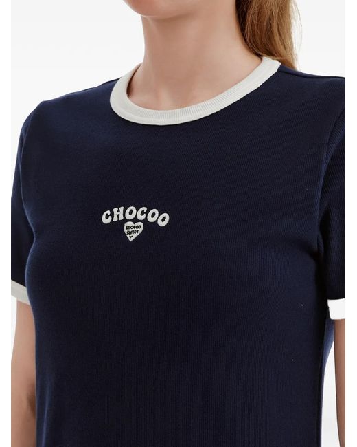 Chocoolate Blue Robe Ringer À Broderies