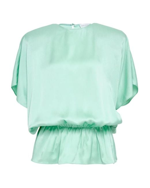 Stella McCartney Green Elasticated Satin Blouse