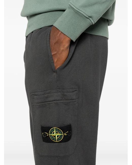 Stone Island Gray Logo-Patch Track Pants for men