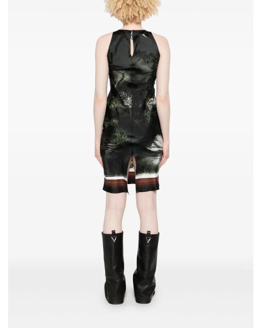 The Attico Gray Smoke Night-Print Mini Dress