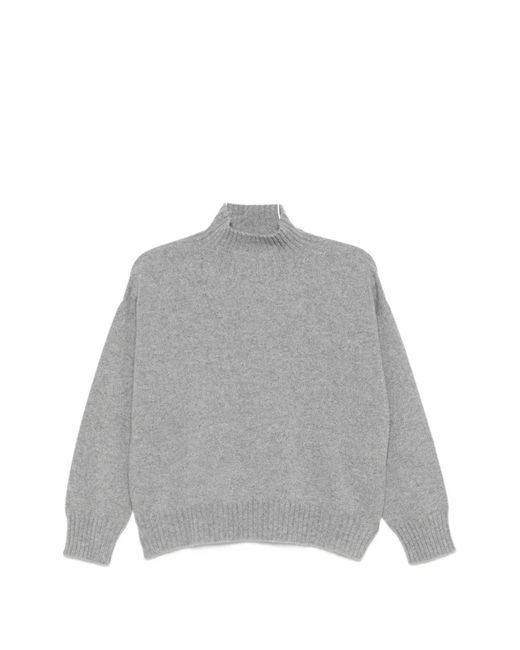 D.exterior Gray High-Neck Cashmere Sweater