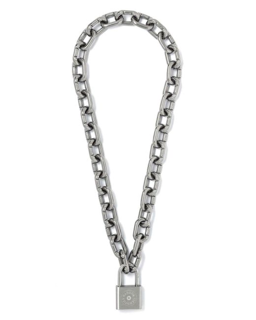 Random Identities White Padlock-detail Cable-link Chain Necklace for men