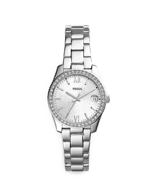 Fossil White Scarlette Crystal-Embellished 33Mm Watch