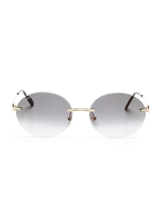 Cartier Metallic Oval-Frame Sunglasses