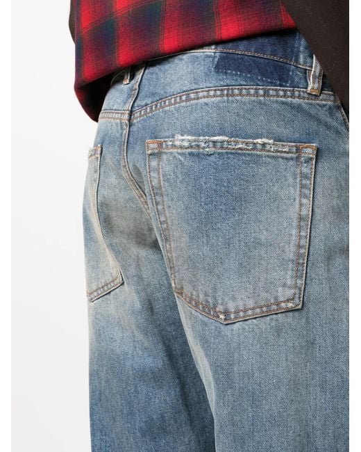 Maison Margiela Blue Low Rise Straight Jeans for men