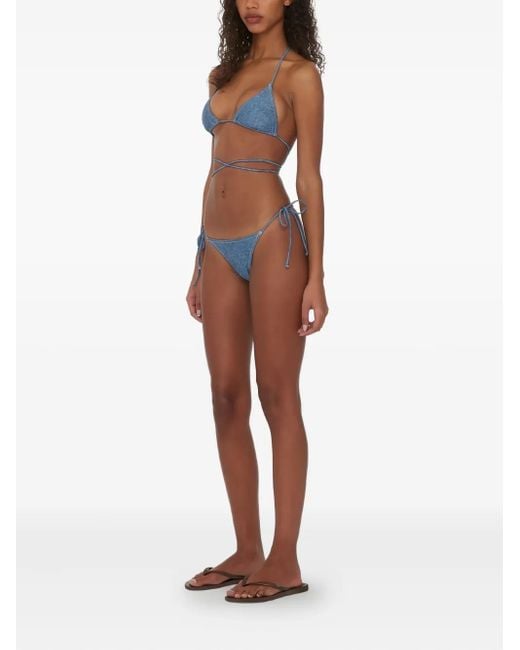 ROTATE BIRGER CHRISTENSEN Blue Denim-Print Bikini