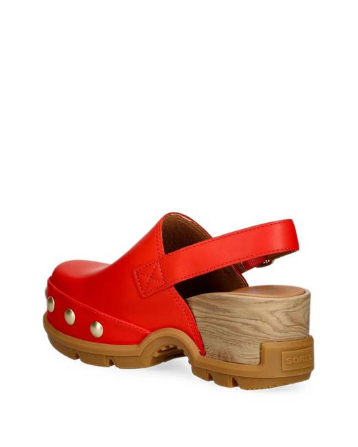 Sorel Red Roam'N Clog Rvt Studded Slingback Clogs
