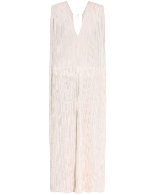 Jil Sander White V-neck Silk Shift Dress