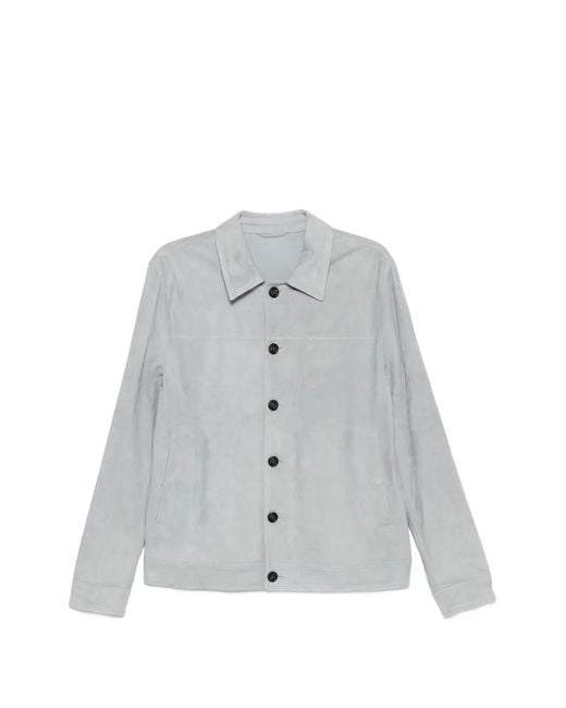 Eleventy Gray Buttoned Suede Jacket for men