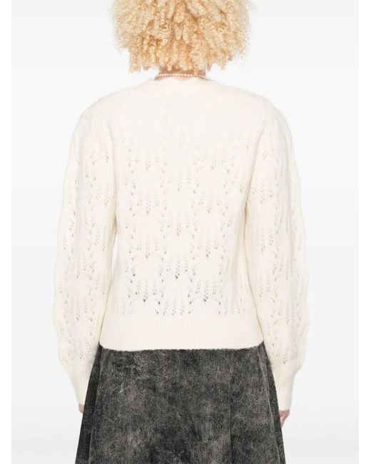 Isabel Marant Natural Button-Front Open-Knit Cardigan
