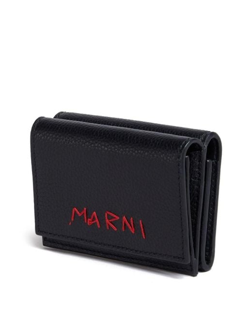 Marni Black Logo-appliqué Leather Wallet for men