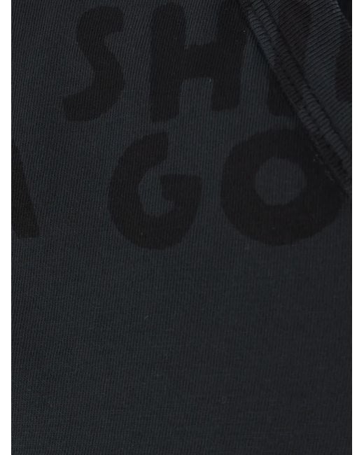 MM6 by Maison Margiela Black Text-Print T-Shirt for men