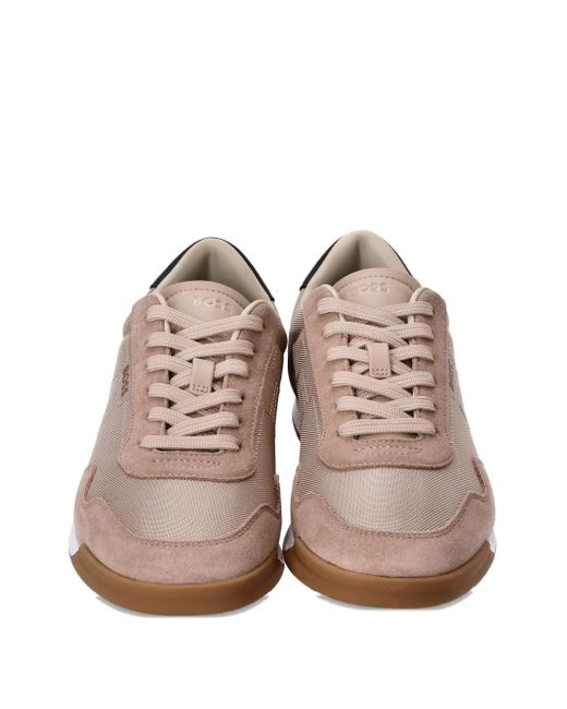 Boss Brown Titanium Mesh-Panelled Sneakers for men