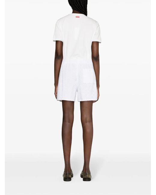 KENZO White Shorts With Broderie Anglaise