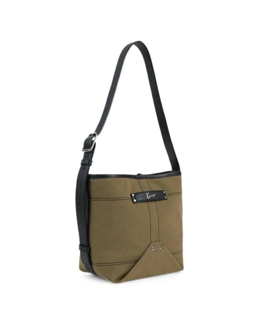 KENZO Black Utility Reversible Canvas Calf Leather Bucket Bag for men