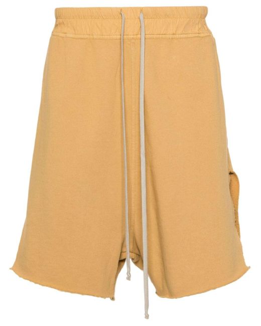 Rick Owens Orange Drop-crotch Cotton Shorts for men