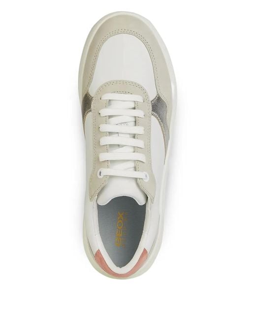 Geox White Dalyla Leather Panelled Sneakers