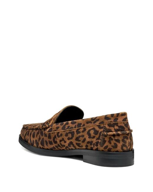 Geox Brown Leopard-Pattern Loafers