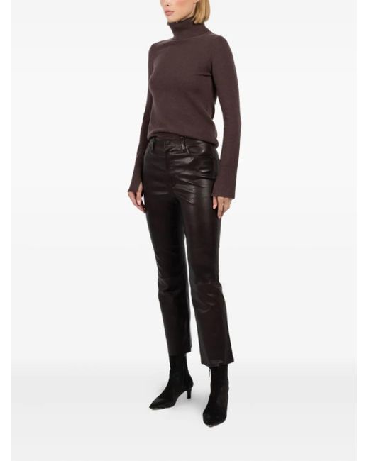 FRAME Brown Leather Flared Trousers