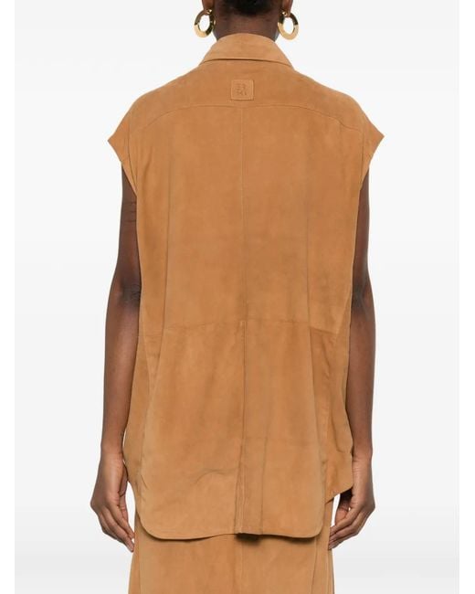 Erika Cavallini Semi Couture Brown Chest Pocket Button Down Waistcoat