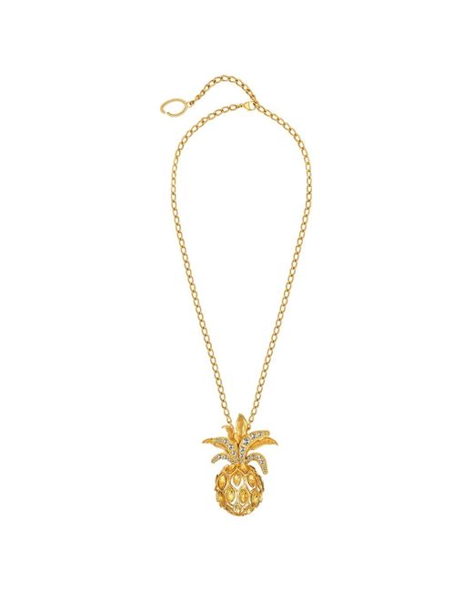 Oscar de la Renta Metallic Pineapple Pavé Pendant Necklace