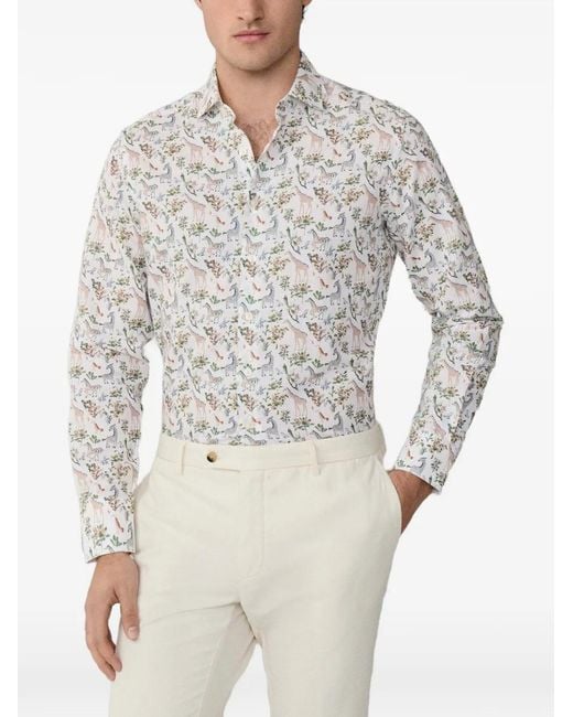 Hackett Green Fauna-Print Tailored-Fit Shirt for men
