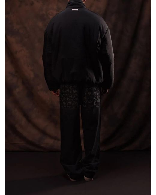 ROUGH Black Embroidered Detailing Puffer Jacket