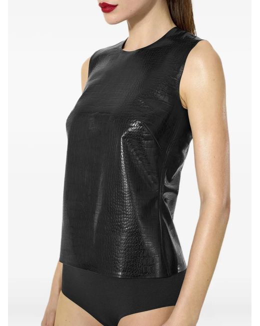 Wolford Black Alligator-Effect Sleeveless Tank Top