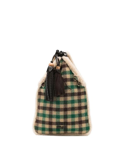 Miu Miu Blue Tartan Shearting-Tream Pouch Bag