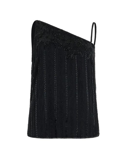 Ralph Lauren Black Beaded Single-Shoulder Top