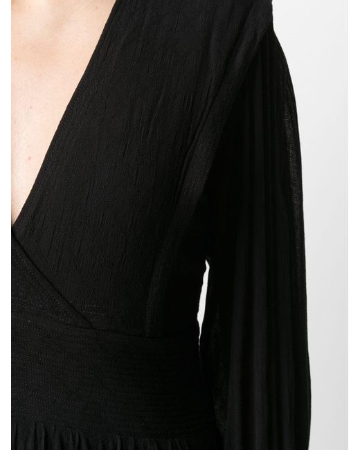 Robe Lamia mi-longue à col v Ba&sh en coloris Noir | Lyst